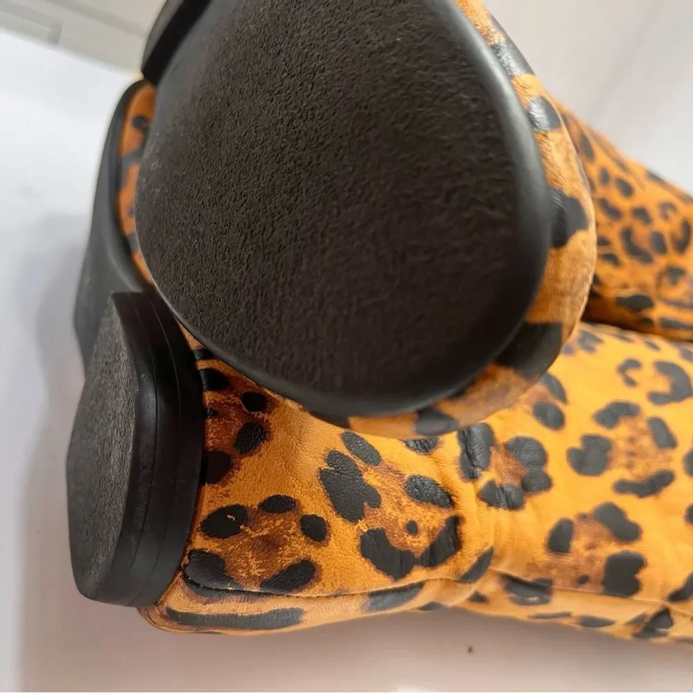 Guissepe Zanotti Leather Faux Cheetah Knee boots sz 7 US